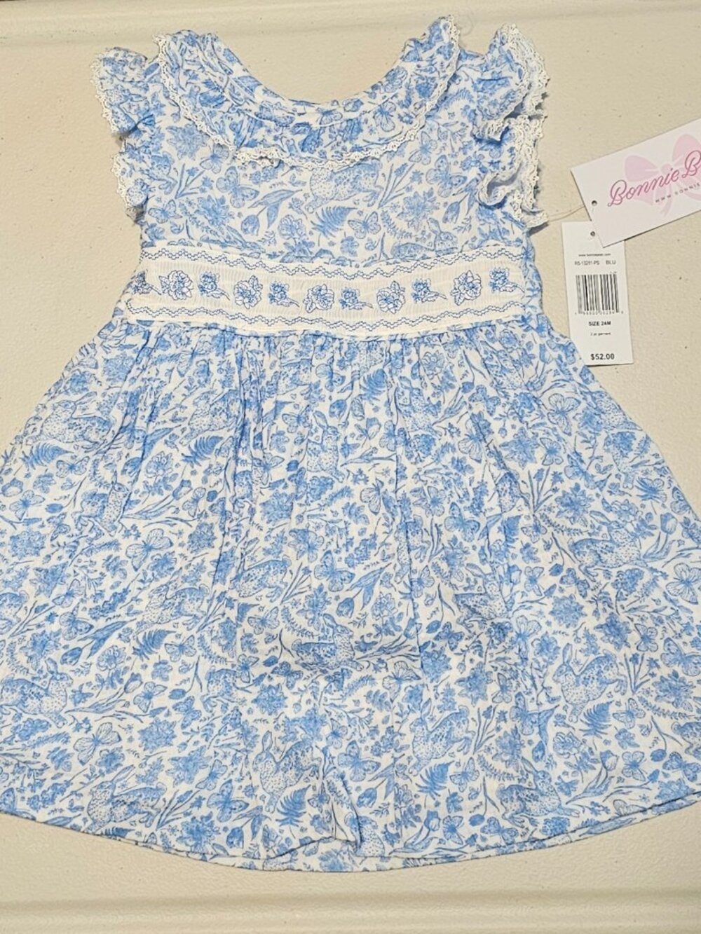 NWT Bonnie Baby Blue Floral Dress Size 24M | Boutique Spring & Easter Dress